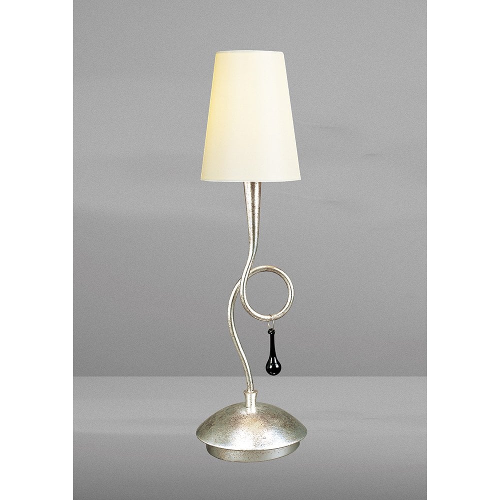 Elegant Paola Table Lamp with Cream Shade & Black Crystal Accents