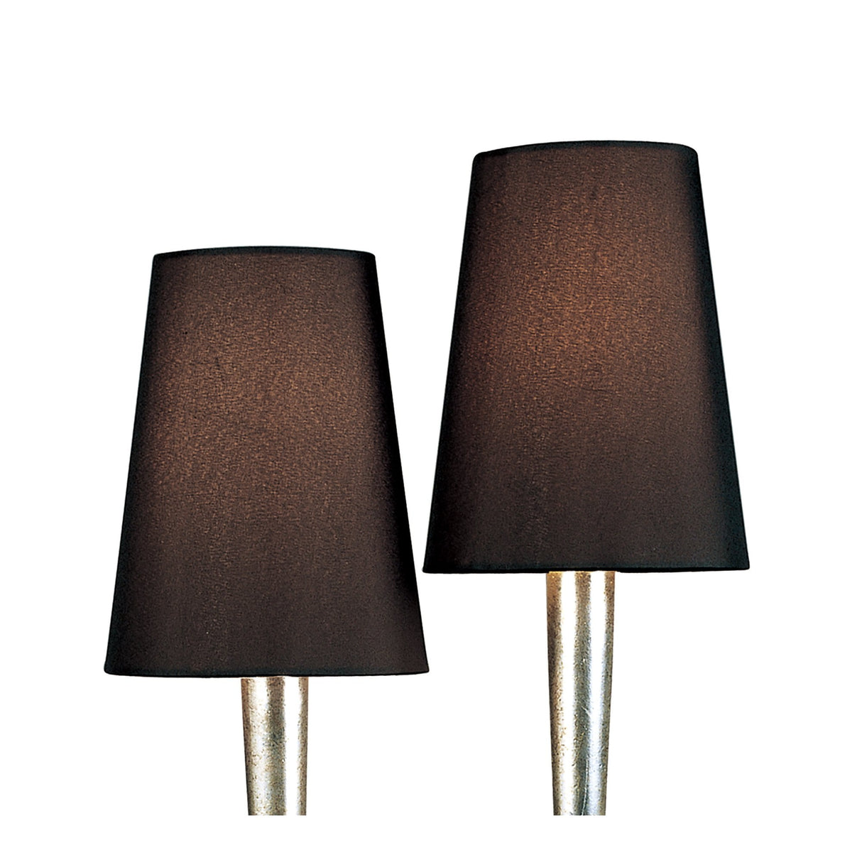 Elegant Paola Twin Light Table Lamp with Silver Finish and Black Shades