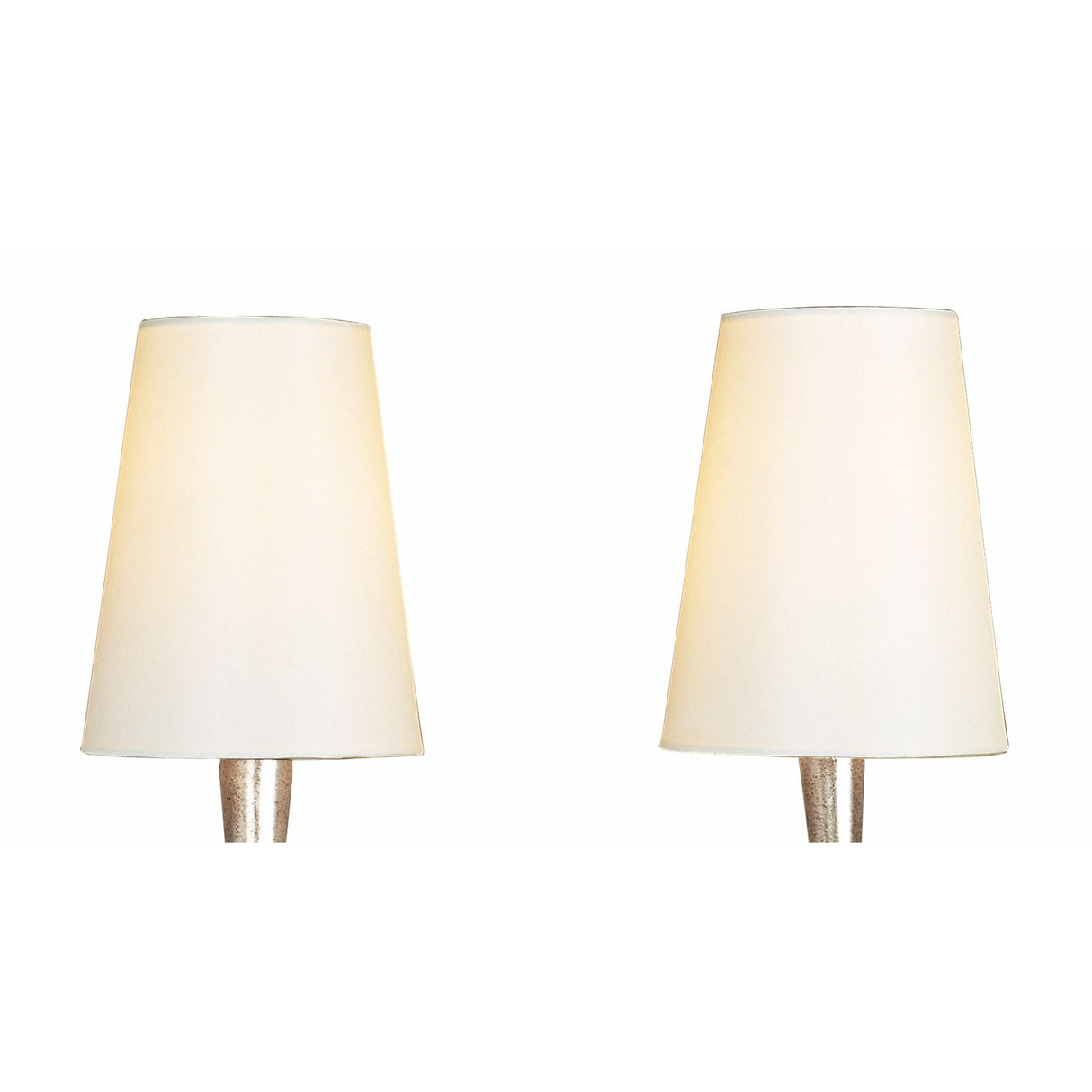 Paola Dual Light Switched Wall Sconce, Silver Finish with Cream Shades and Black Glass Accents