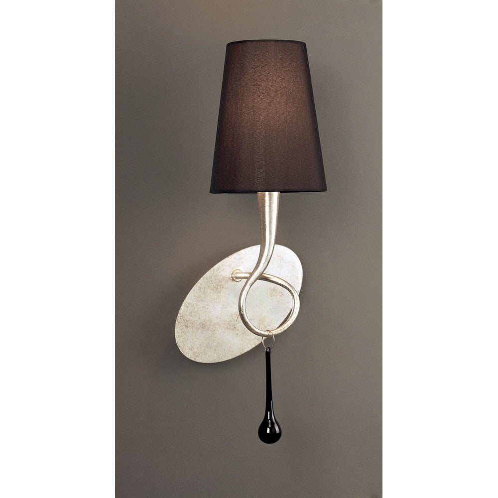 Paola Wall Lamp with Black Shade & Removable Glass Accents, Silver Finish