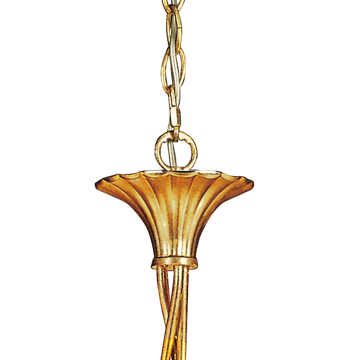 Paola Gold Pendant Chandelier with Cream Shades & Amber Accents