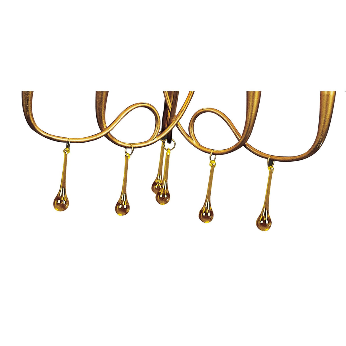 Paola Gold & Black Chandelier with Amber Droplets, 3 Arm, 6 Light E14