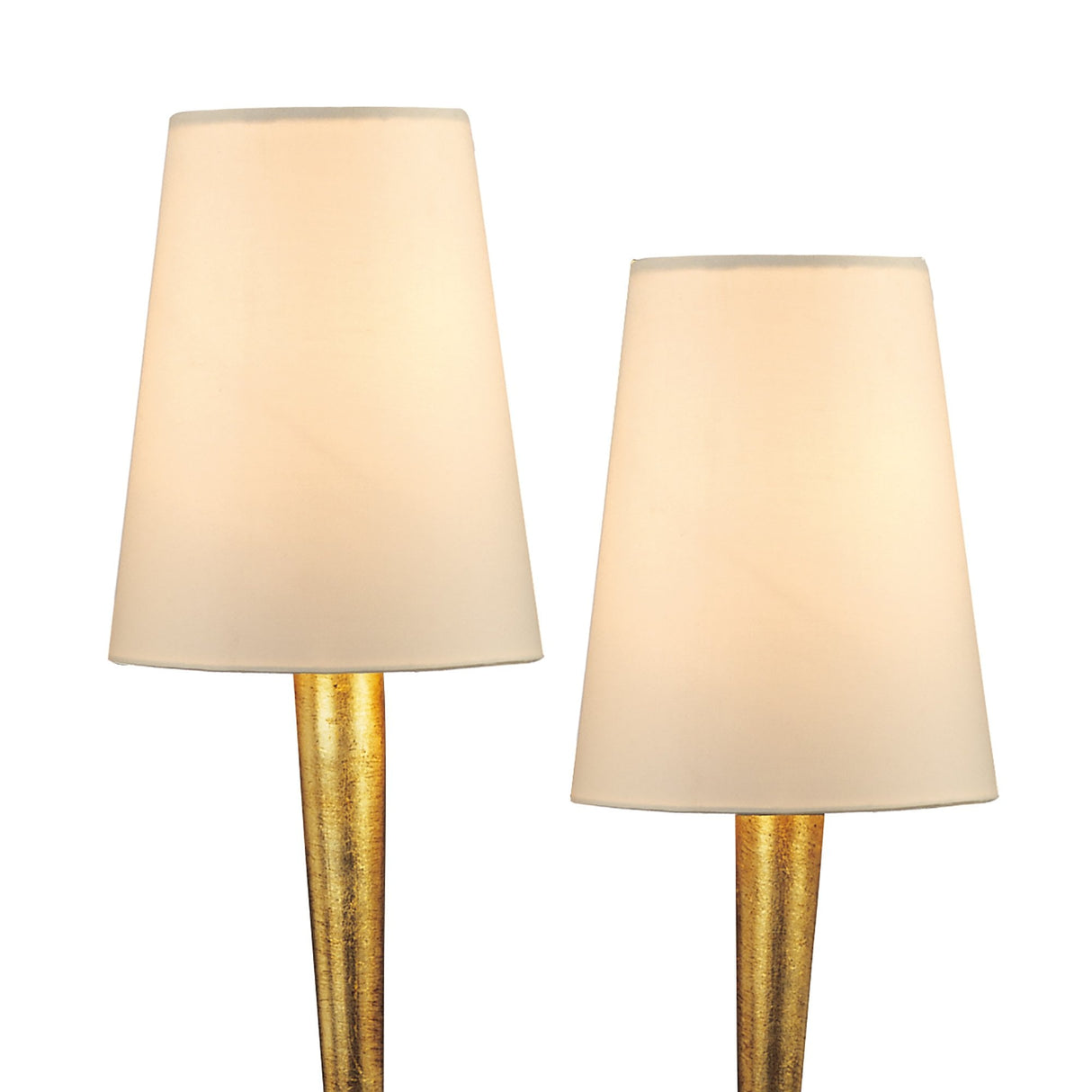 Paola Gold Twin Light Table Lamp with Cream Shades