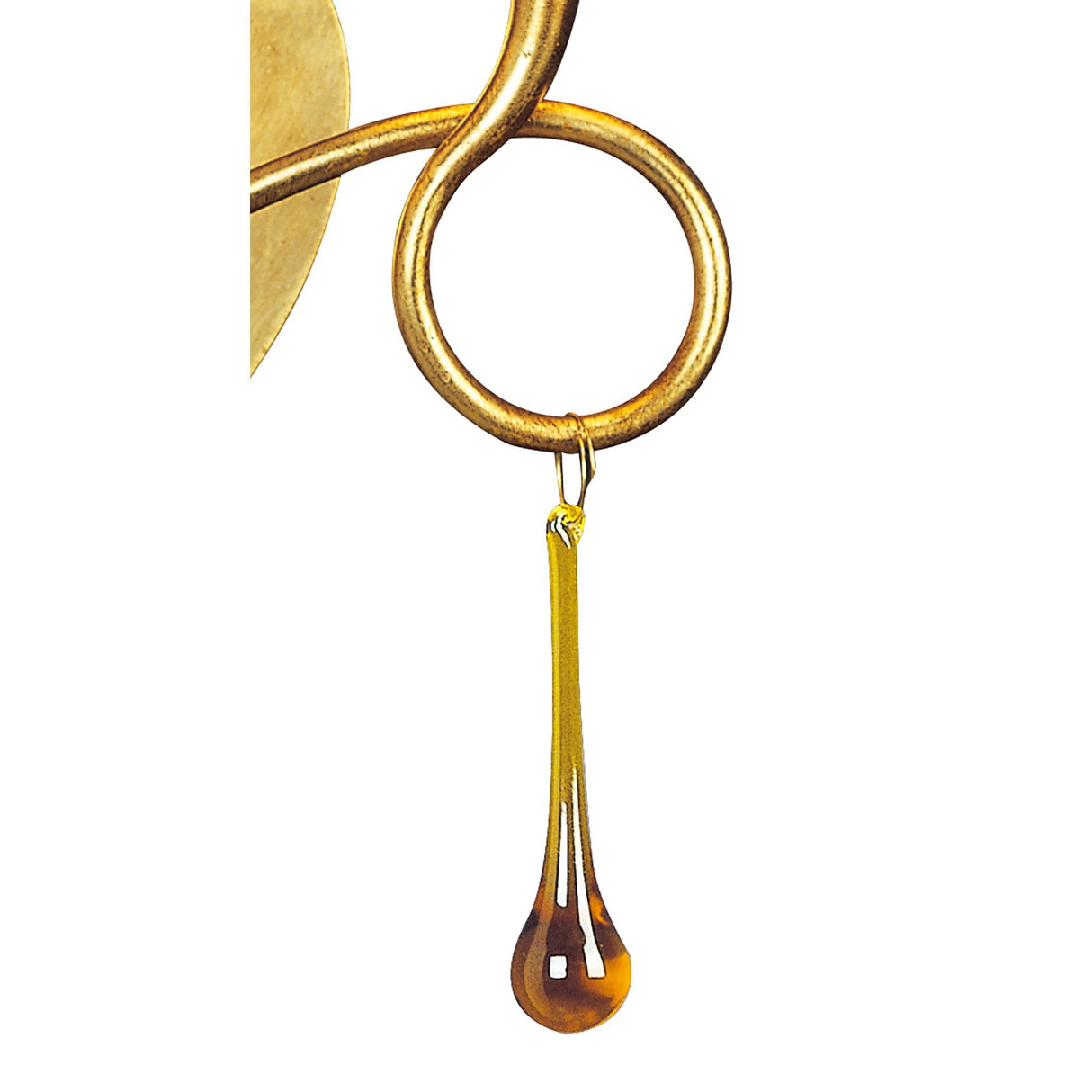 Paola Dual-Lamp Wall Fixture in Gold with Black Shades & Amber Glass Accents