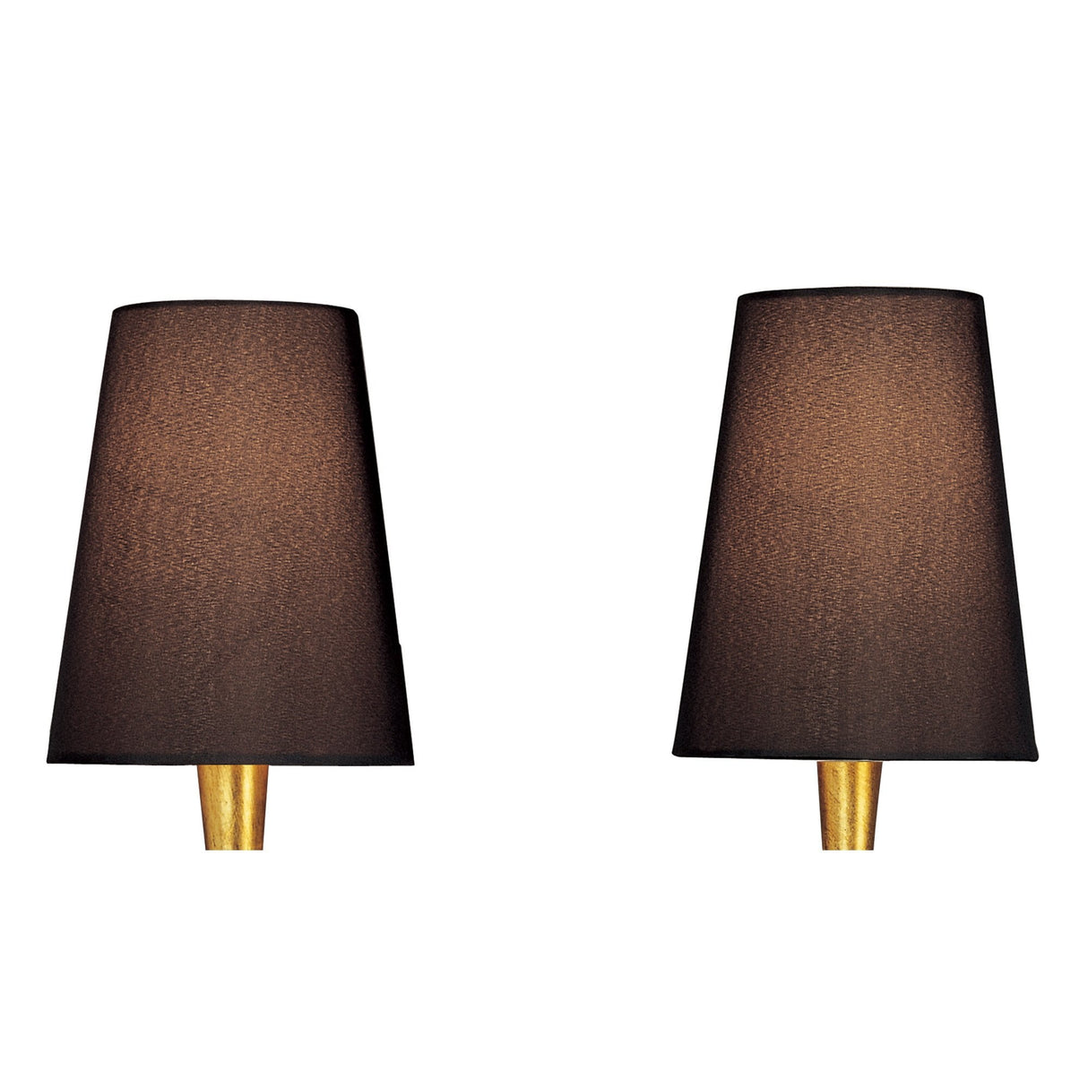 Paola Dual-Lamp Wall Fixture in Gold with Black Shades & Amber Glass Accents