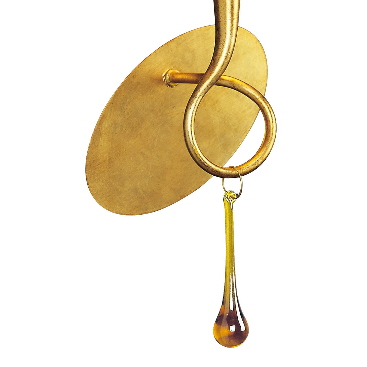 Paola Gold Wall Lamp with Cream Shade and Amber Glass Accents