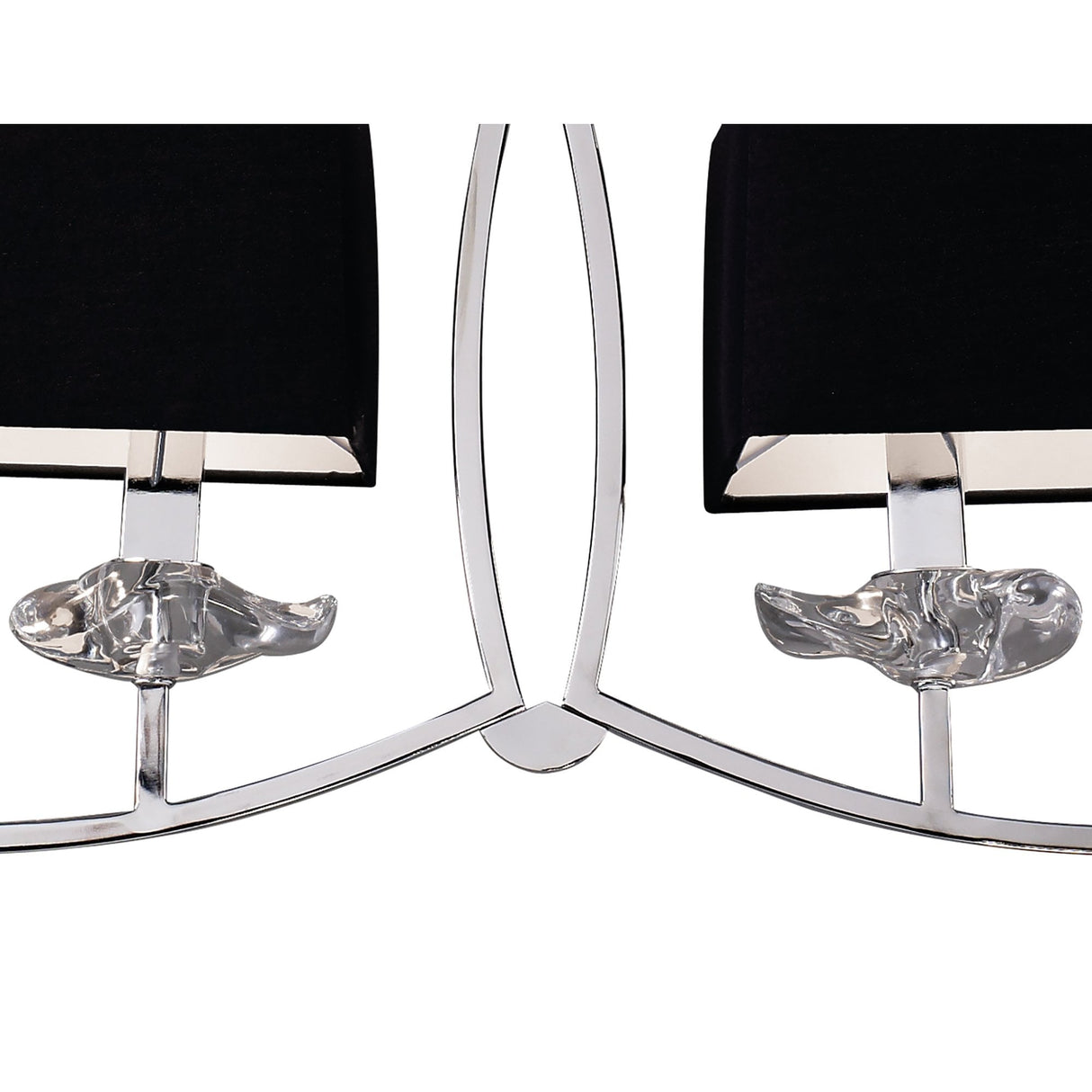 Akira Dual Arm Pendant Light with Black Shades in Polished Chrome Finish