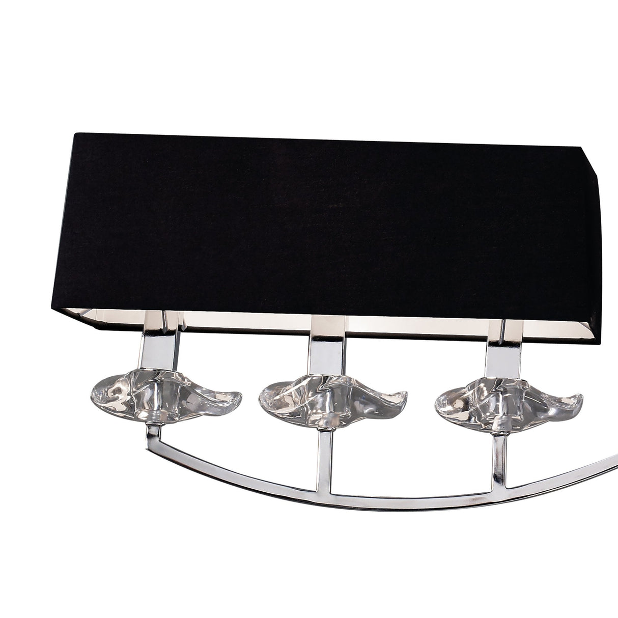 Akira Dual Arm Pendant Light with Black Shades in Polished Chrome Finish