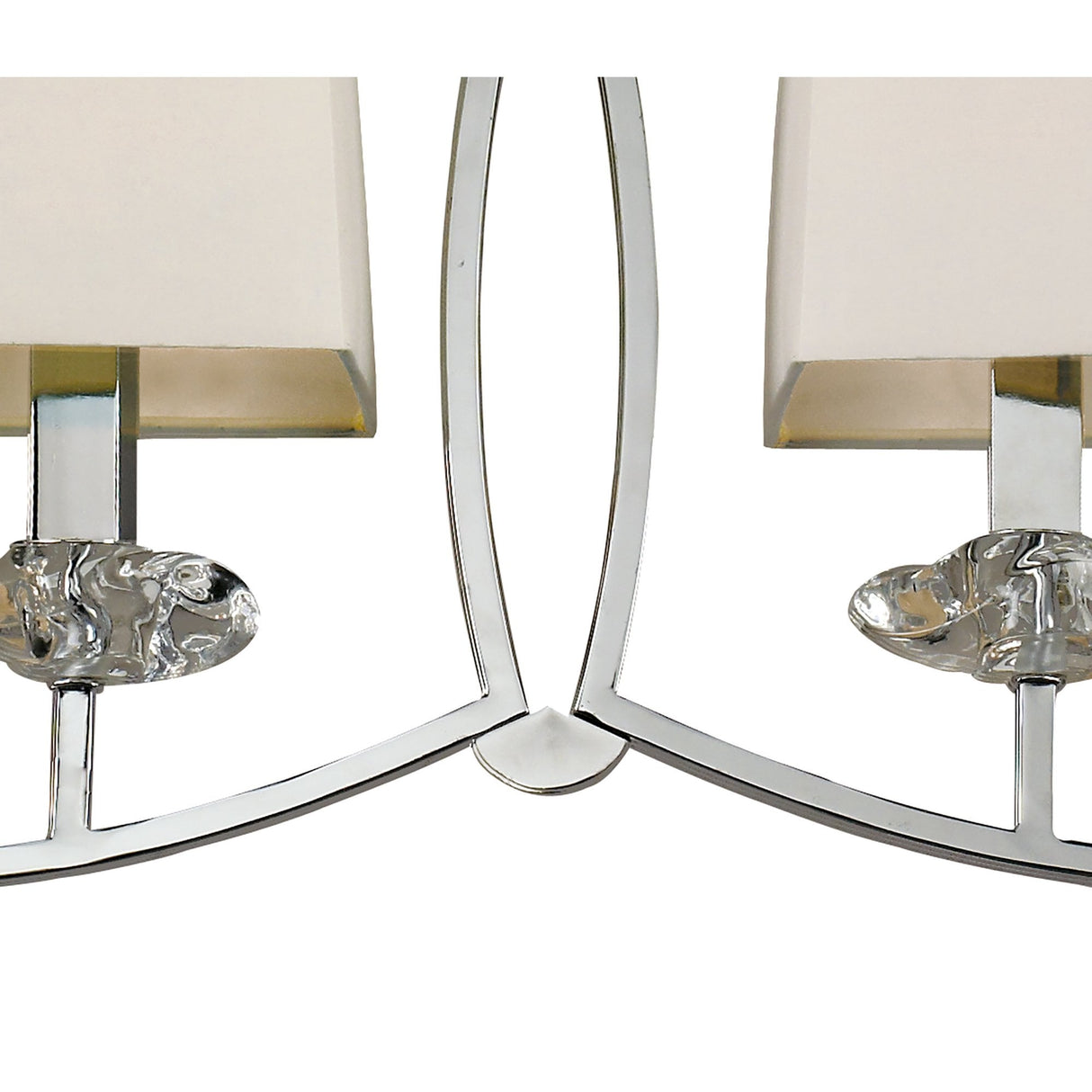 Akira Modern 2-Arm 6-Light Chandelier in Polished Chrome with Cream Shades
