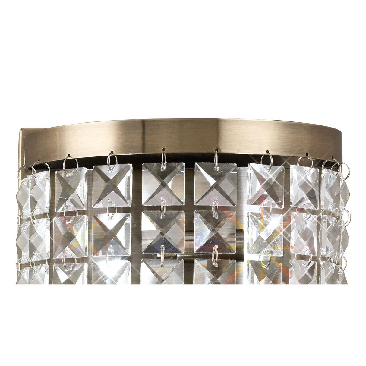Cortina Dual-Ring Wall Sconce in Antique Brass with Clear Crystal