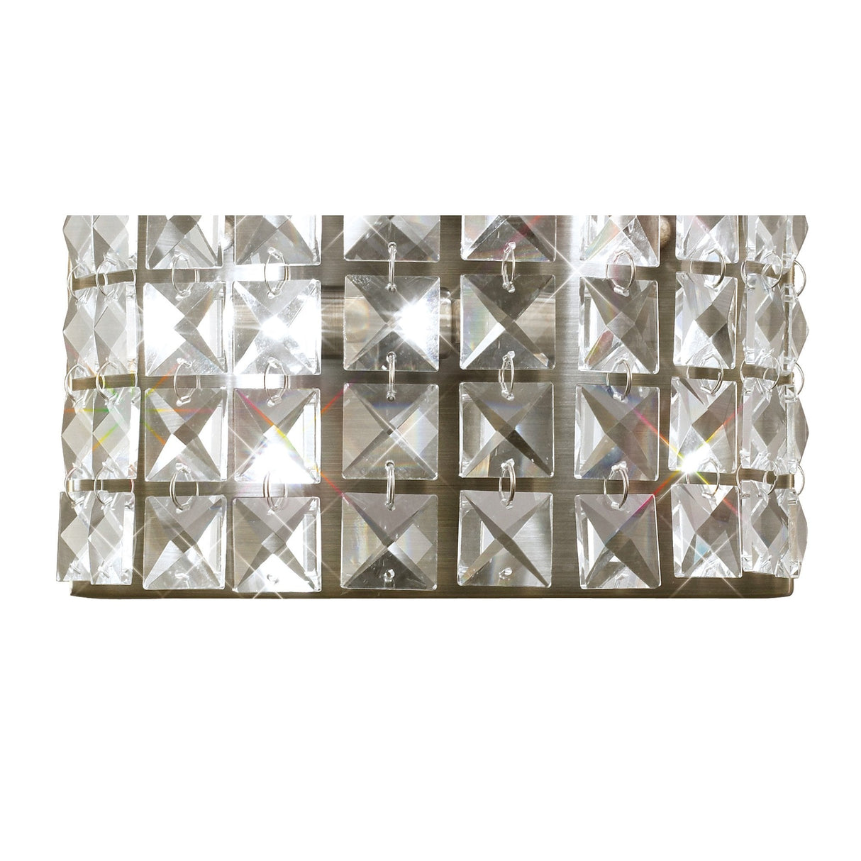 Cortina Dual-Ring Wall Sconce in Antique Brass with Clear Crystal