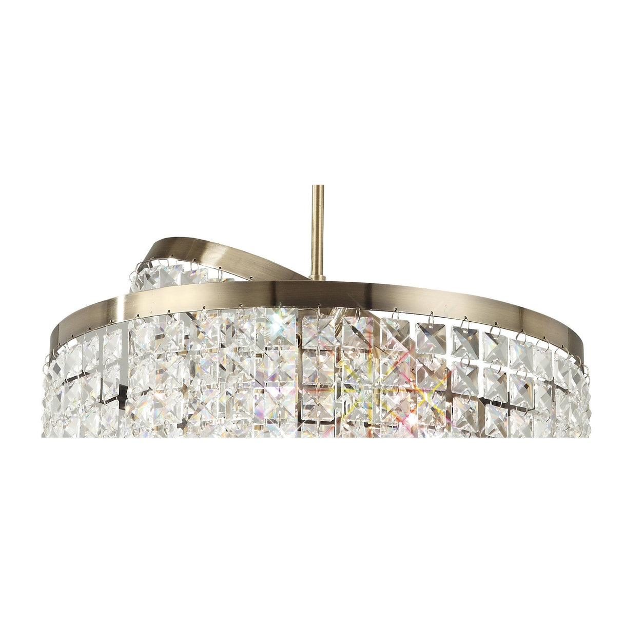 Cortina Telescopic Pendant with Adjustable Crystal Rings in Antique Brass