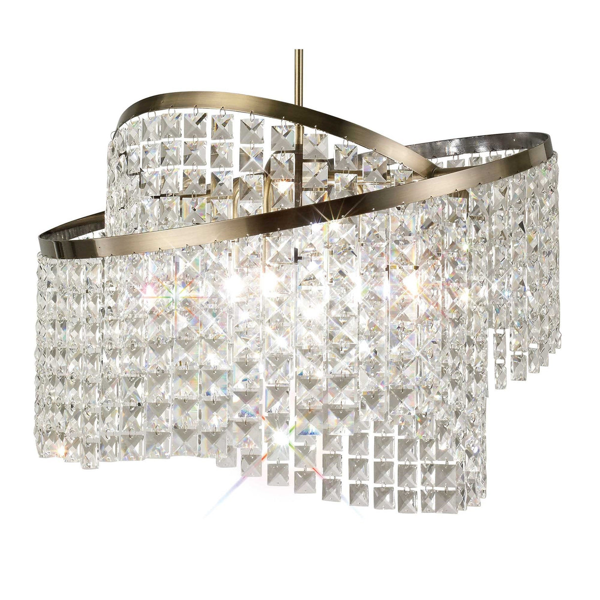 Cortina Adjustable 8-Light Pendant with Antique Brass Finish and Crystal Accents