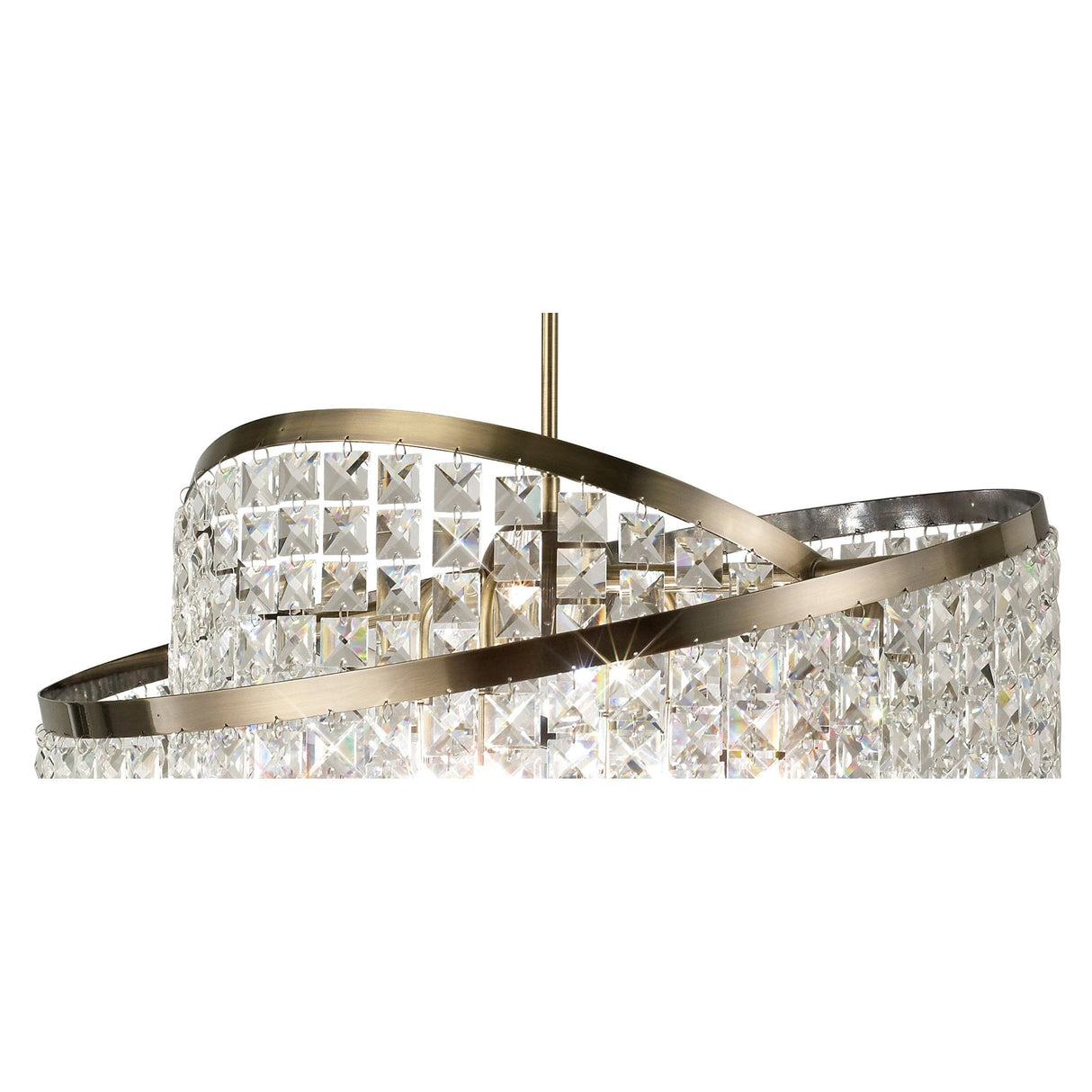 Cortina Adjustable 8-Light Pendant with Antique Brass Finish and Crystal Accents