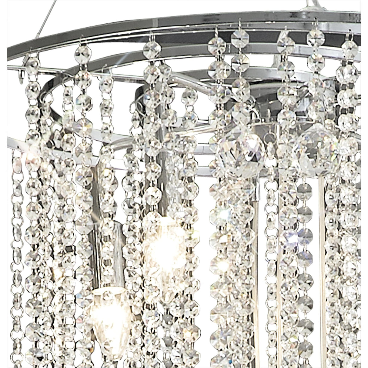 Atla Spiral 7-Light Pendant in Polished Chrome with Clear Diyas Crystal
