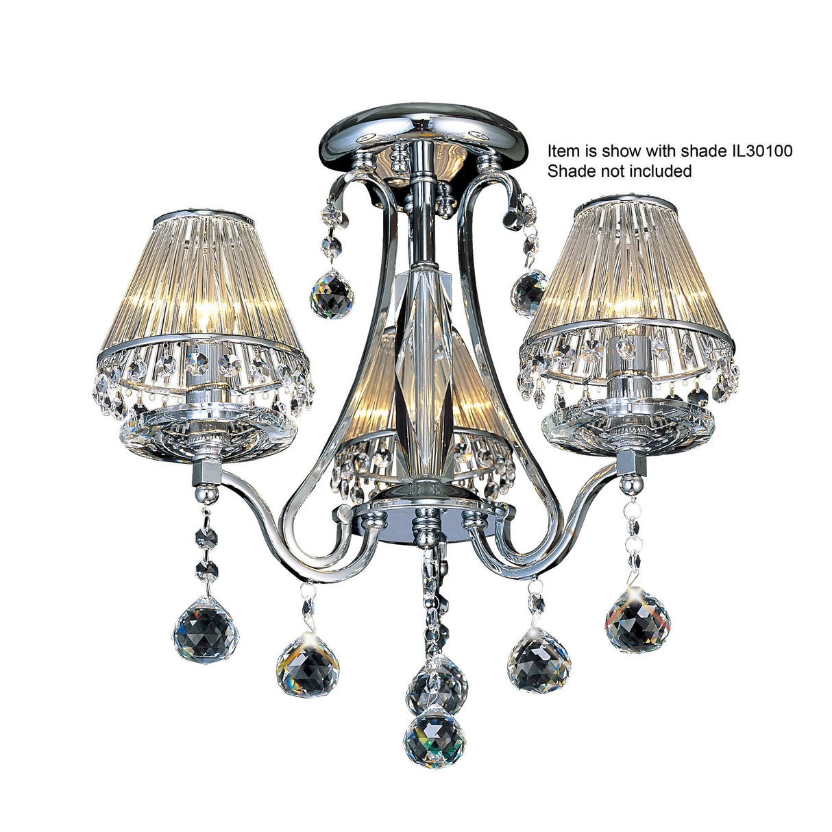 Bianco Ceiling Light with Polished Chrome and Clear Crystal Accents