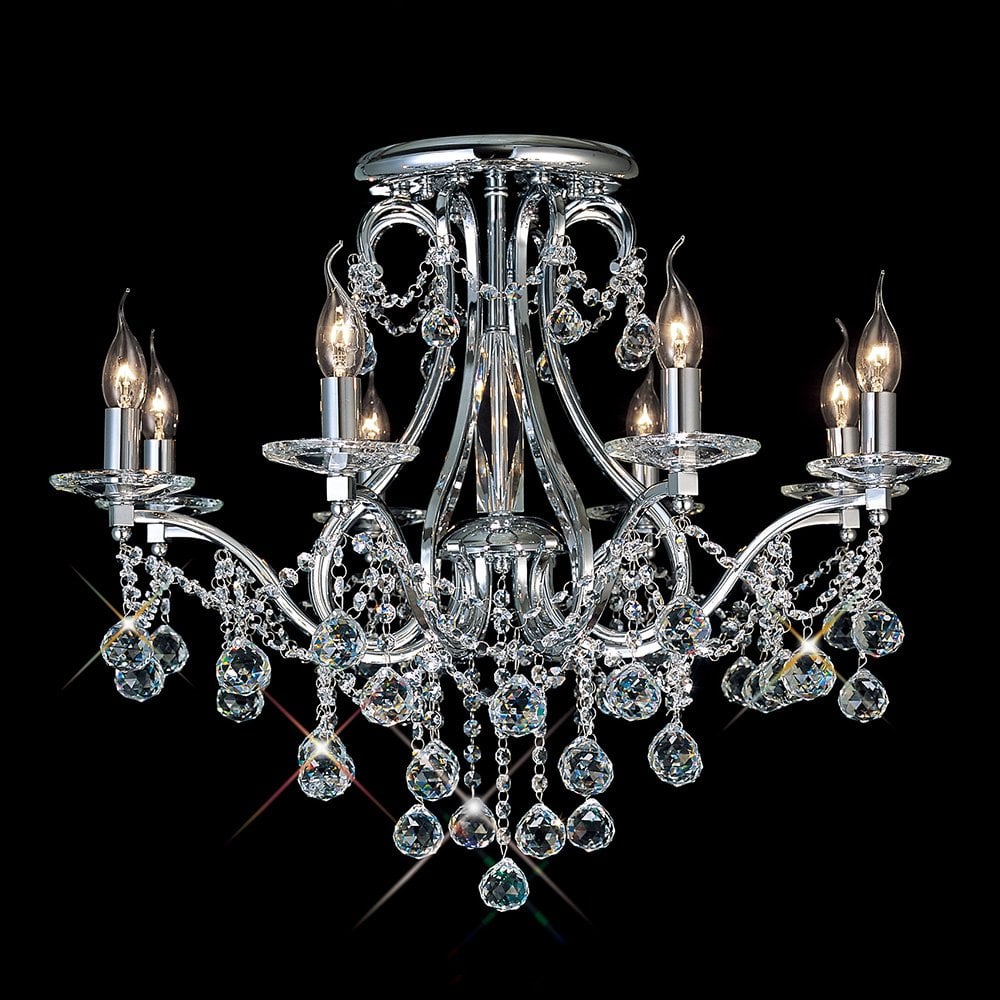 Bianco 8-Light Contemporary Crystal Ceiling Fixture in Polished Chrome