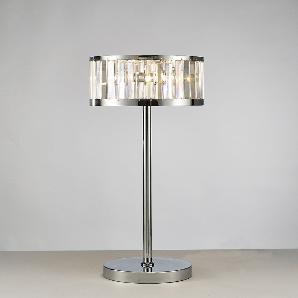 Torre Elegance 3-Light Chrome Crystal Table Lamp