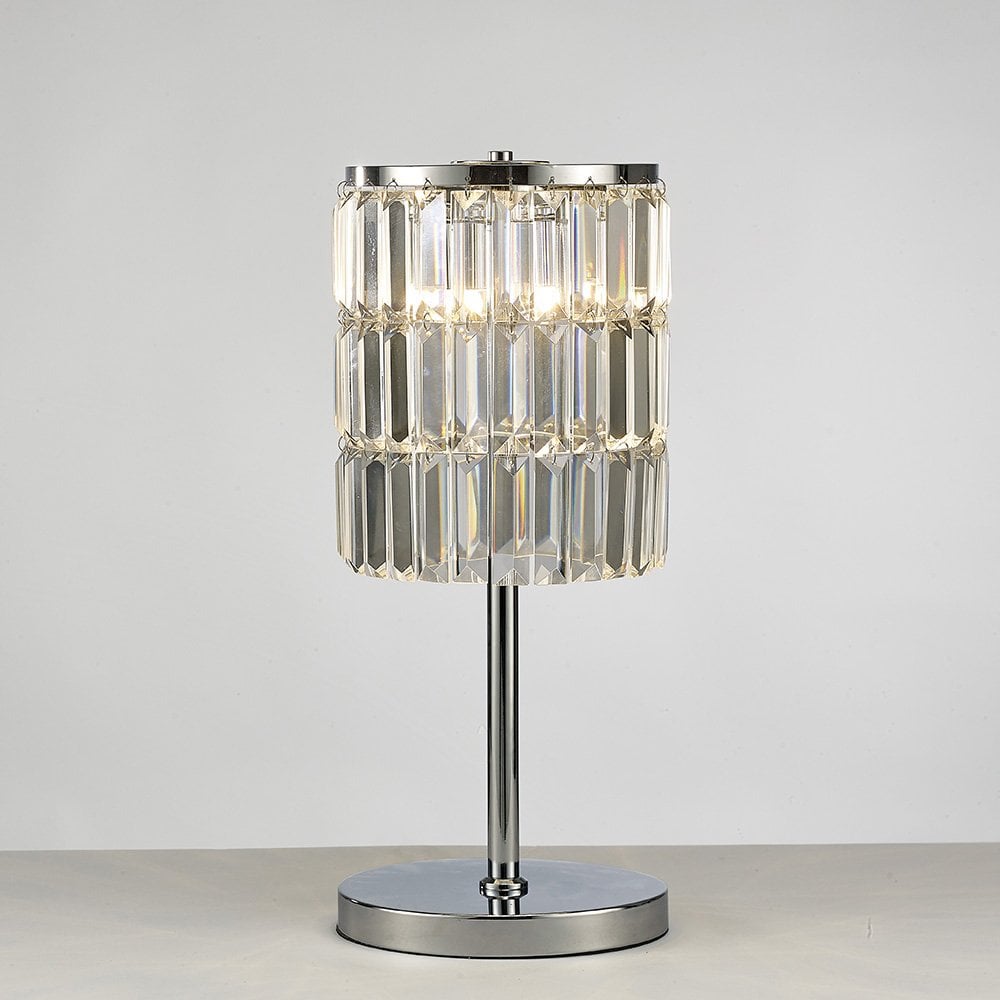 Crystal Elegance Table Lamp with Polished Chrome Finish