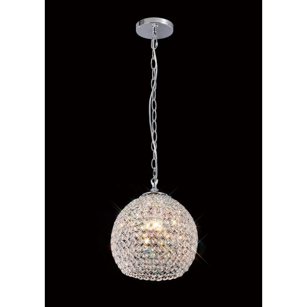 Ava Pendant Light: Polished Chrome & Crystal Elegance