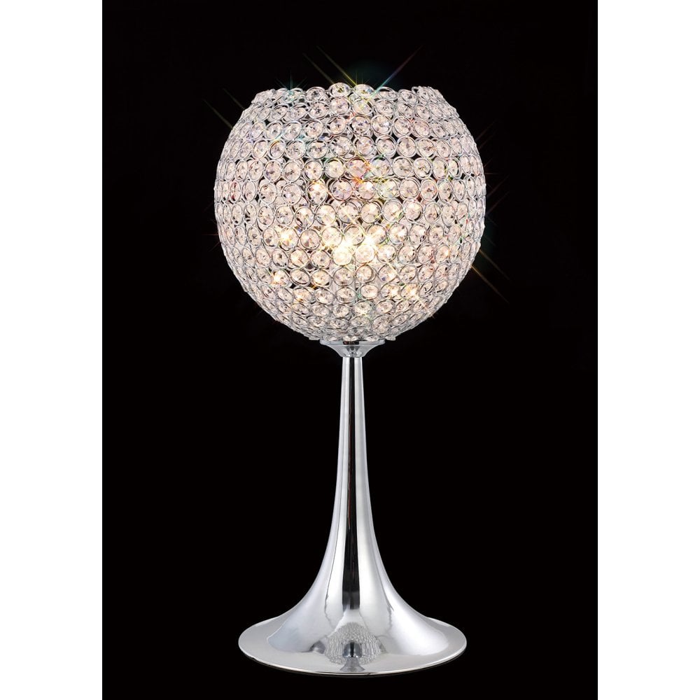 Ava 3-Light Crystal Elegance Polished Chrome Table Lamp