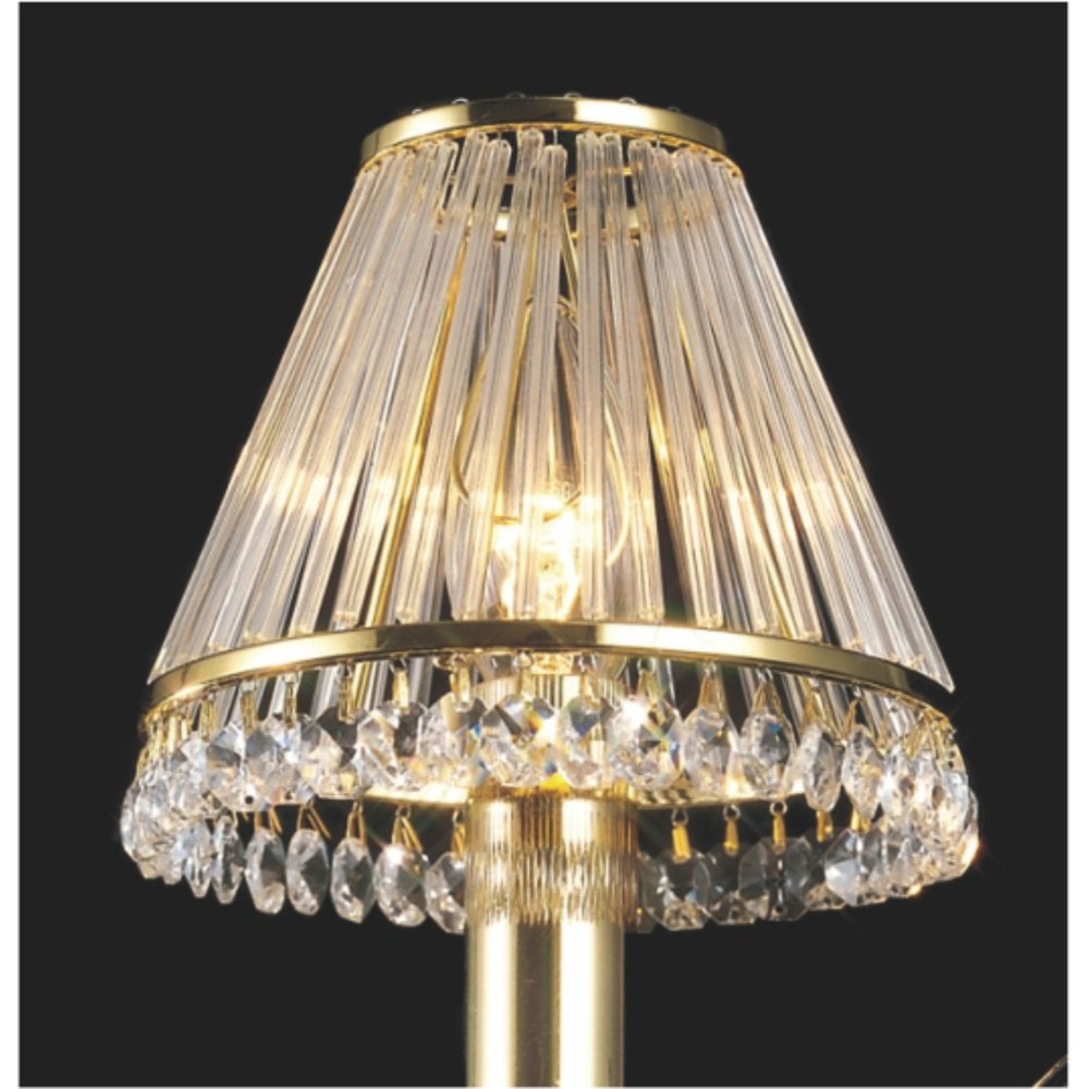 Brilliant French Gold Crystal Clip-On Shade with Clear Glass Rods