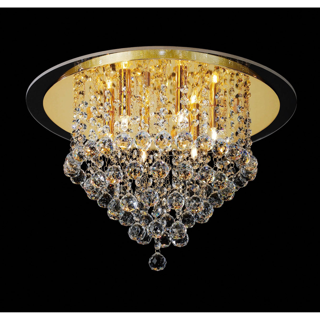 Atla Elegance: 6-Light Ceiling Fixture in French Gold with Clear Crystals