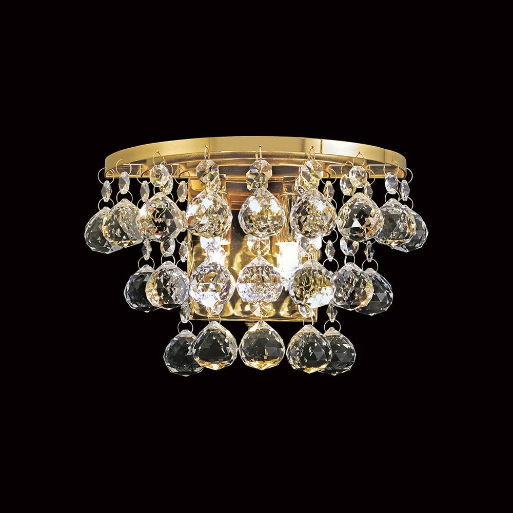 Atla Dual-Light French Gold and Crystal Wall Sconce with Switch