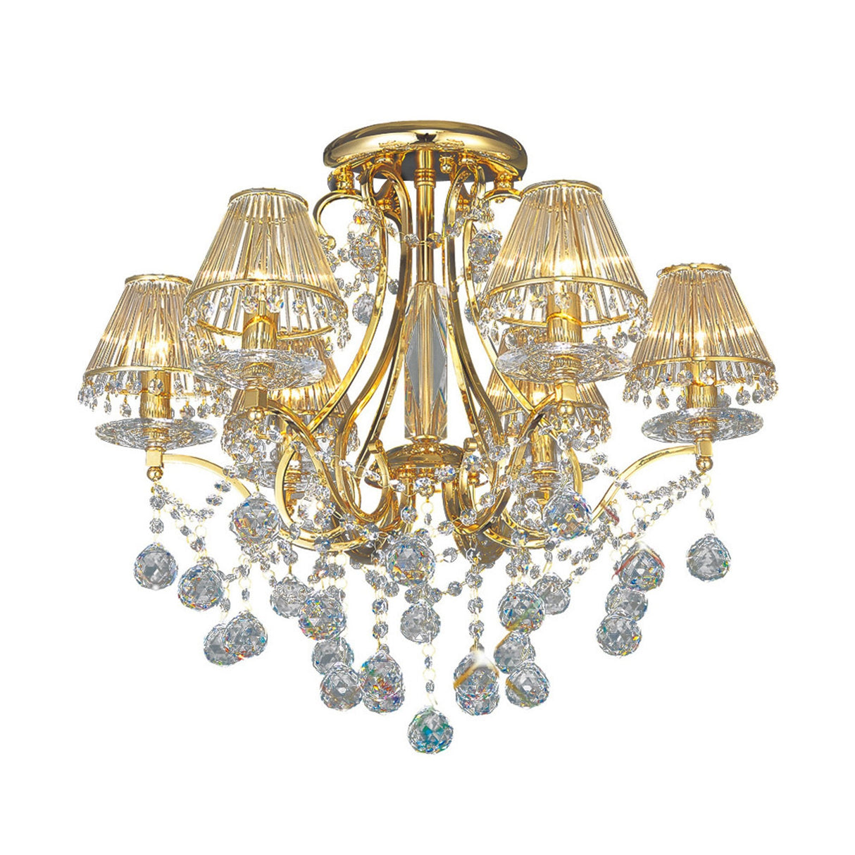 Bianco Ceiling Light Fixture with French Gold Finish and Diyas Select Crystals