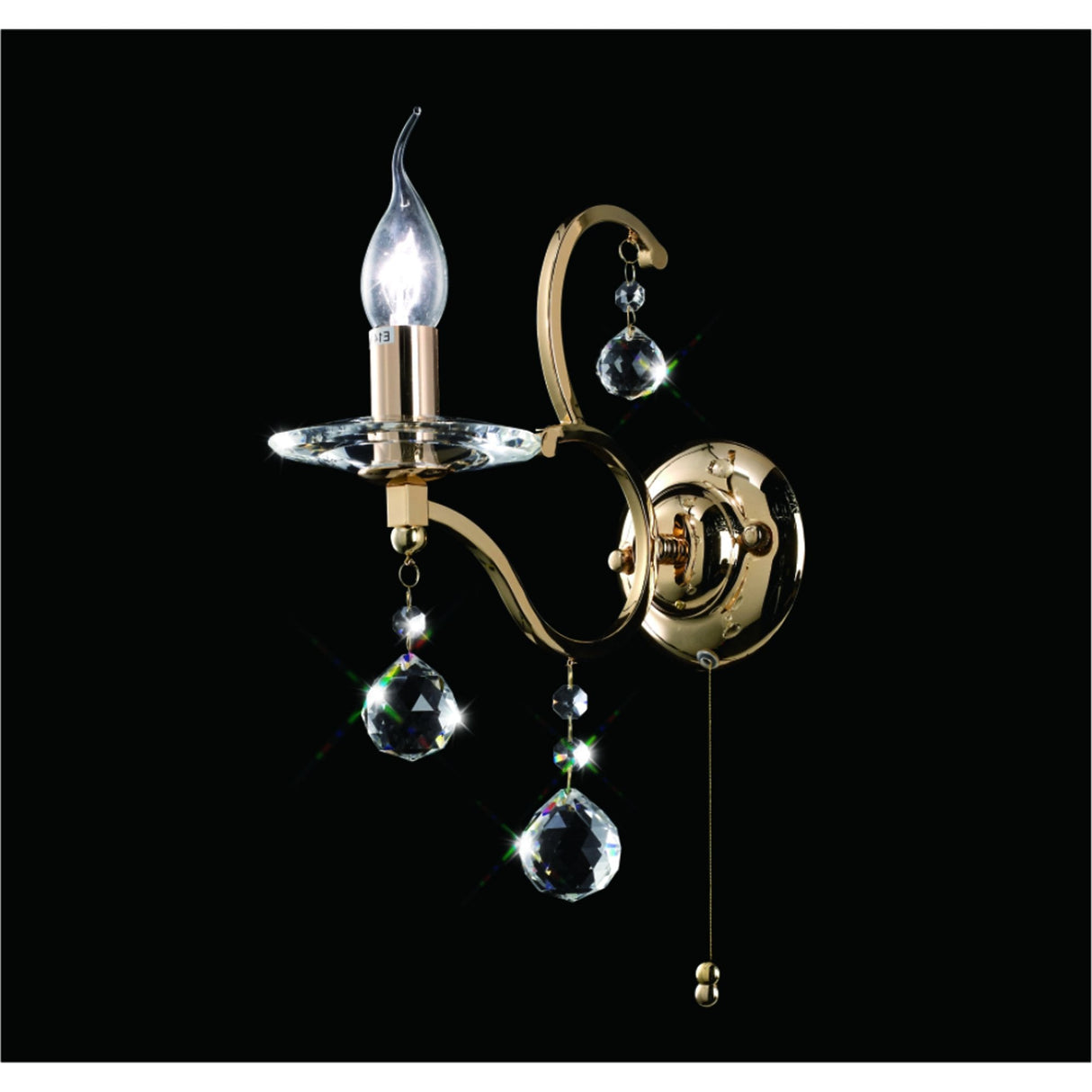 Zinta Elegance Wall Lamp in French Gold with Clear Crystal Accents