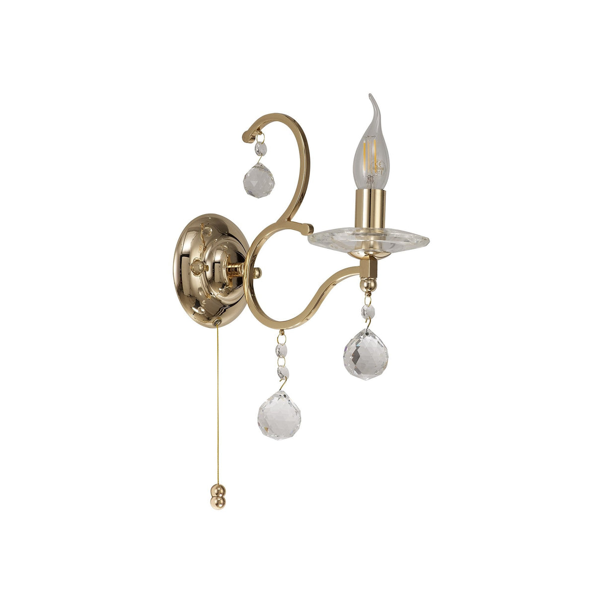 Zinta Elegance Wall Lamp in French Gold with Clear Crystal Accents