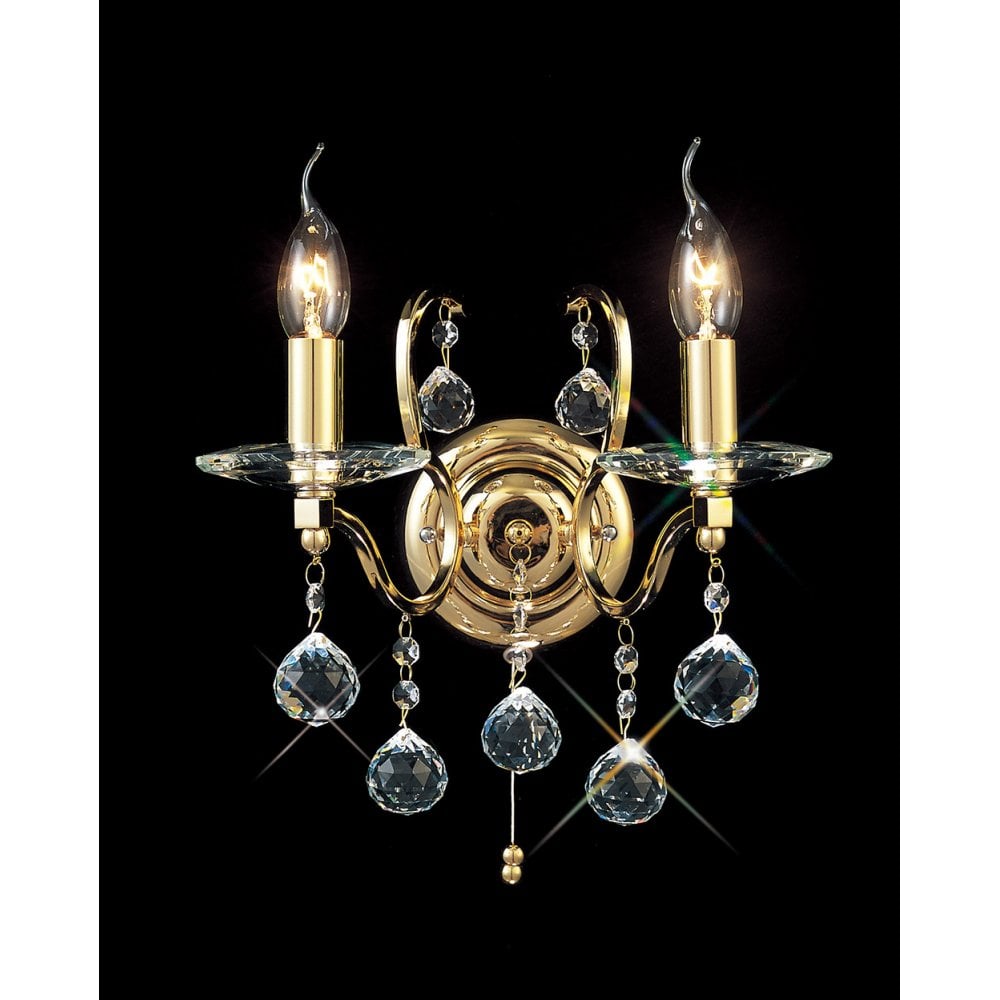 Zinta Luxe Dual Light Wall Fixture in French Gold with Clear Crystals