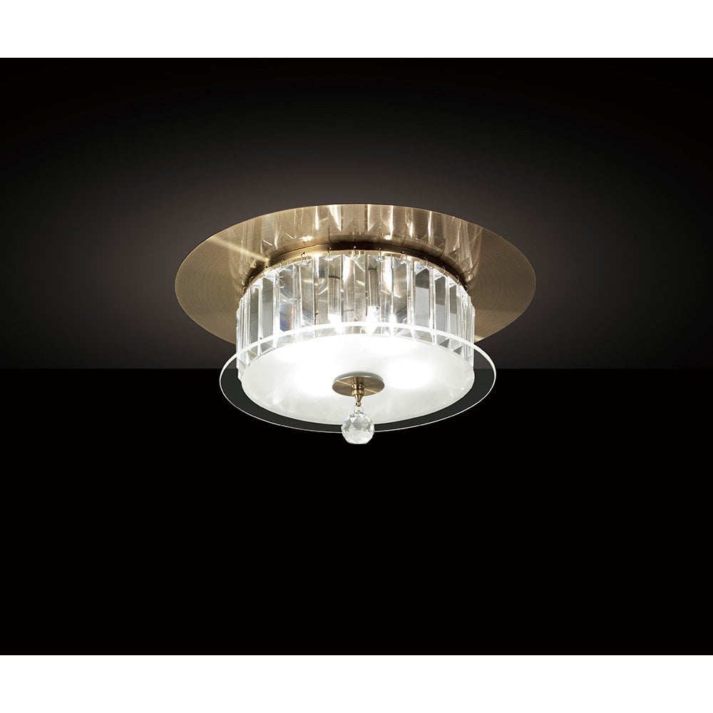 Tosca 4-Light Antique Brass Ceiling Fixture with Crystal Elegance