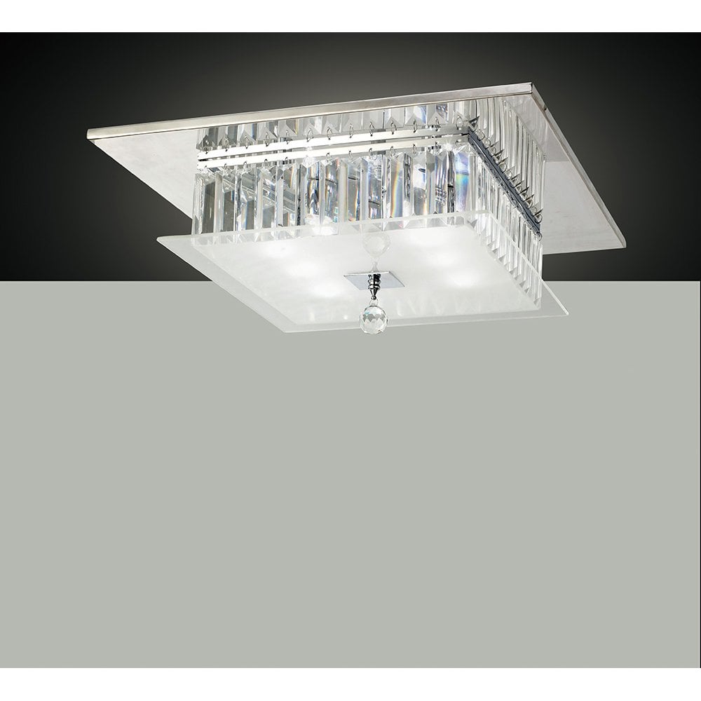 Tosca Square Flush Mount Crystal Ceiling Light in Polished Chrome