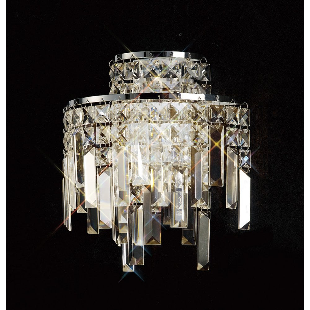 Maddison Dual Light Wall Fixture in Polished Chrome with Crystal Accents