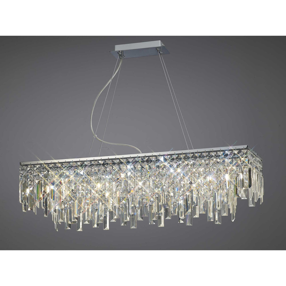 Maddison Rectangular Pendant with 6 Lights in Polished Chrome and Clear Crystal Design