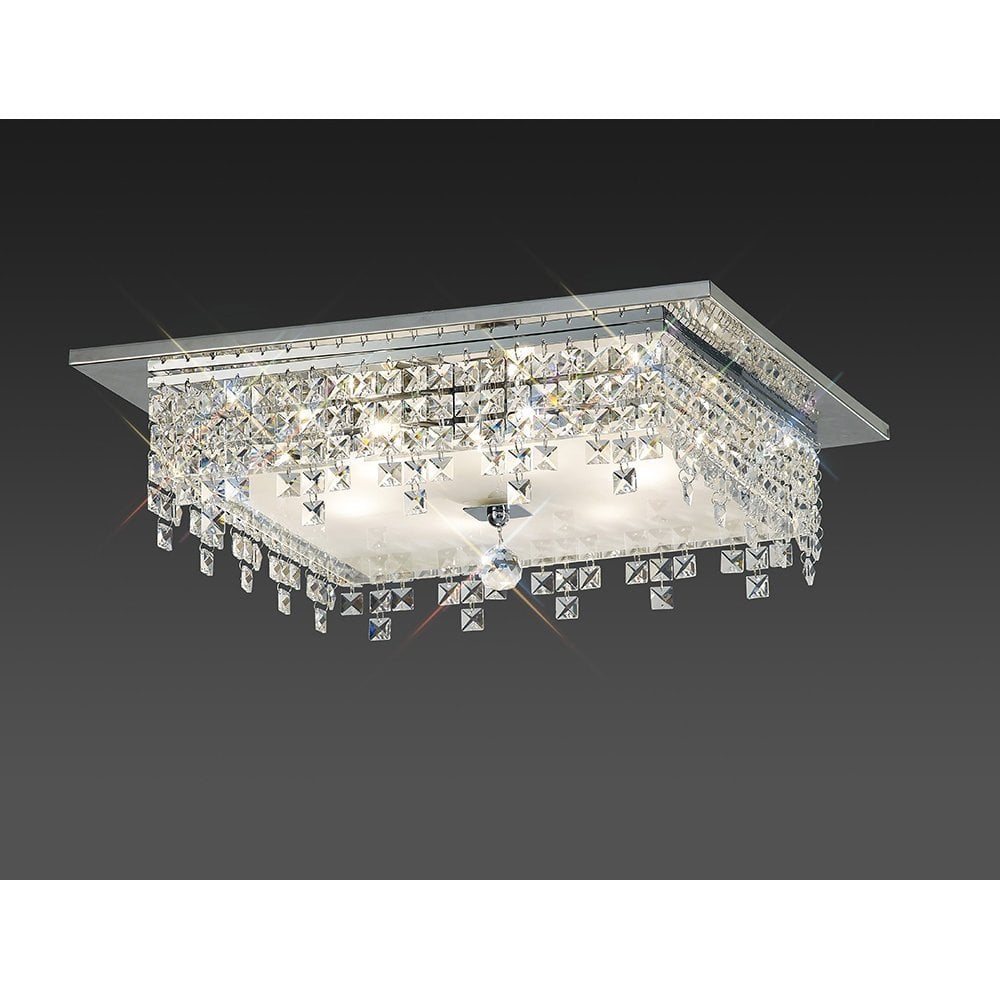 Esta Sparkling Crystal Square Ceiling Light in Polished Chrome