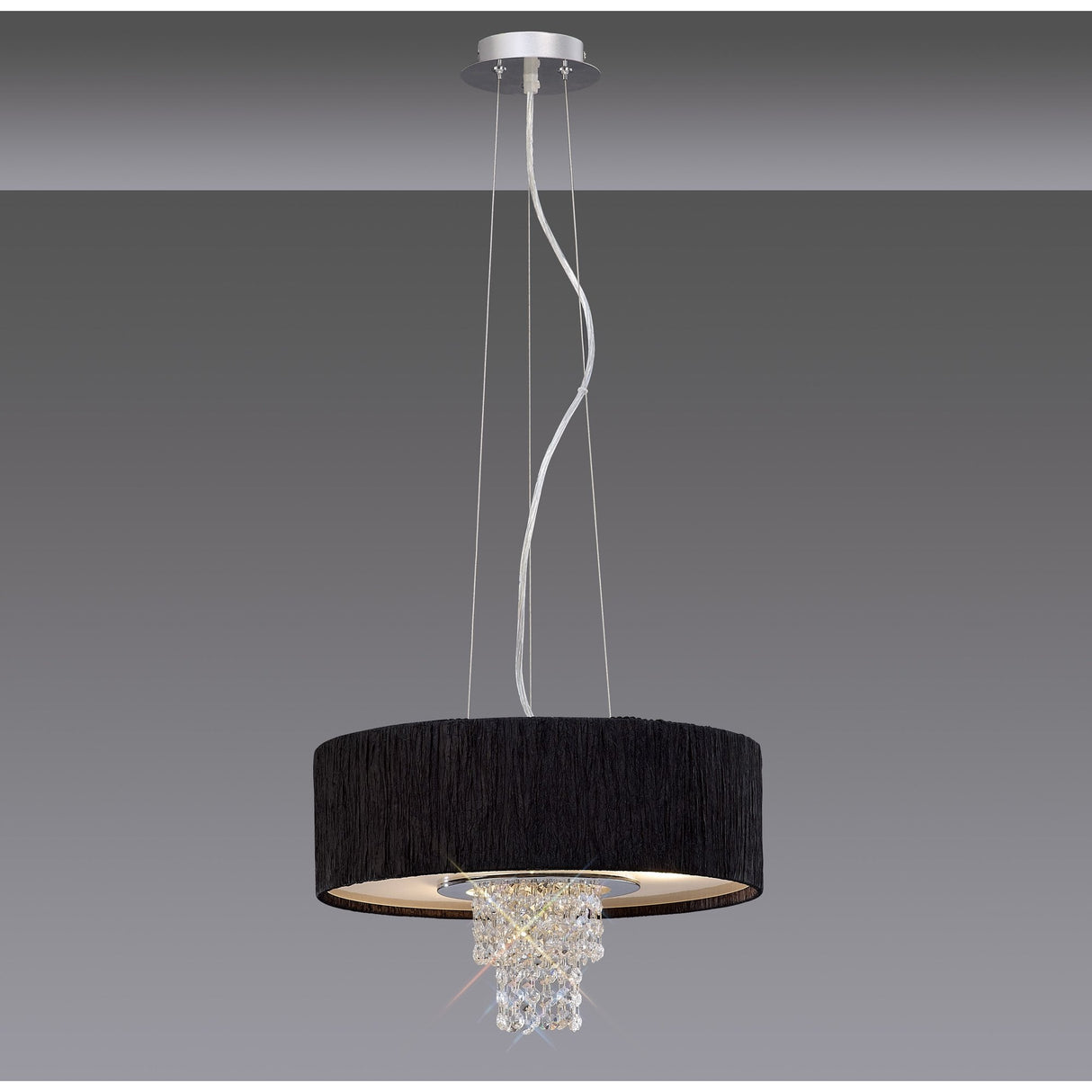 Nerissa 4-Light Pendant with Black Shade and Polished Chrome Crystal Accent