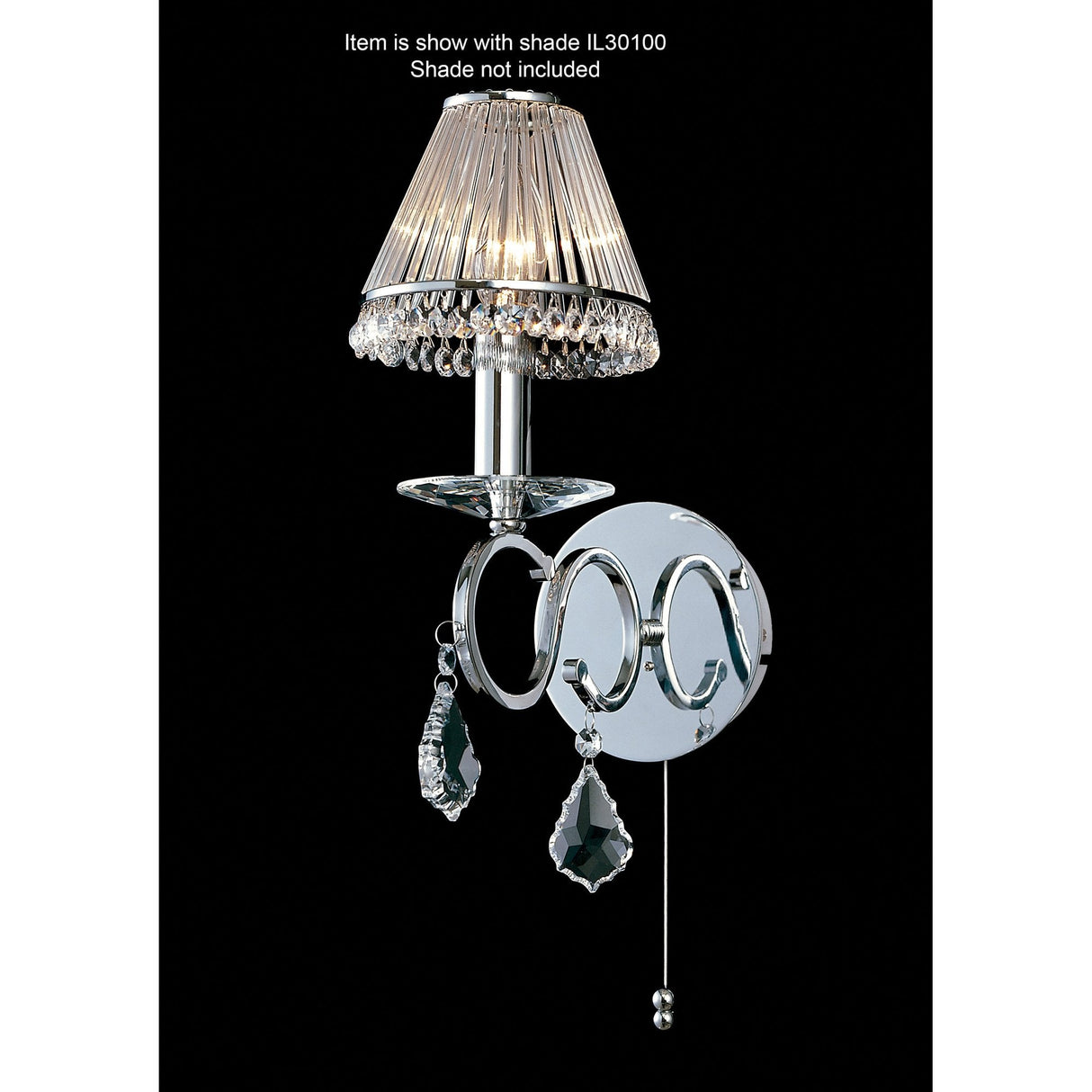 Refined Elegance: Torino Crystal-Embellished Wall Light in Polished Chrome