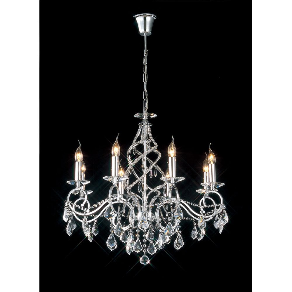 Torino 8-Light Crystal Spiral Pendant in Polished Chrome