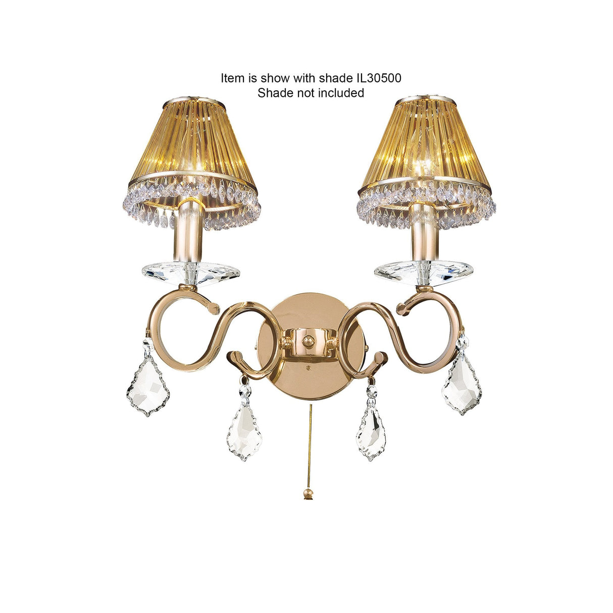 Torino Dual Light Elegance Wall Lamp in French Gold with Crystal Accents