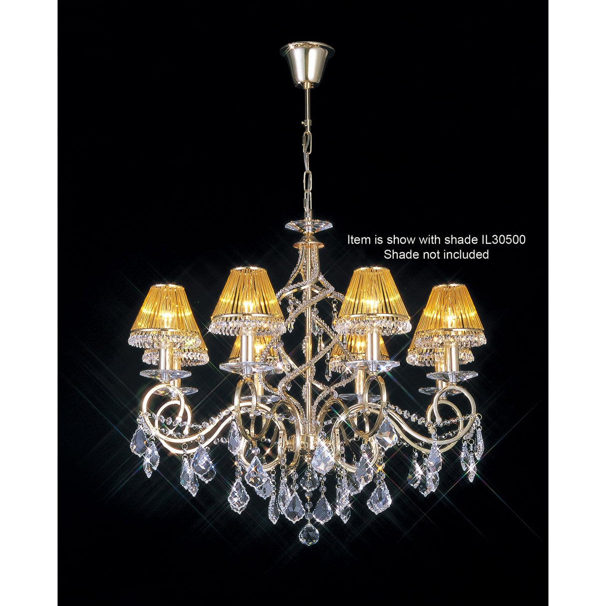 Torino French Gold Crystal Elegance Pendant Light with 8 Illuminations