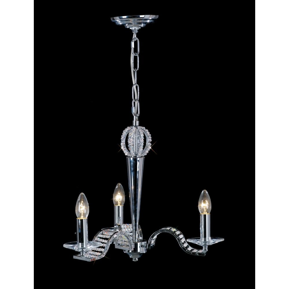 Elegant Niobe Triple Light Pendant in Polished Chrome and Crystal