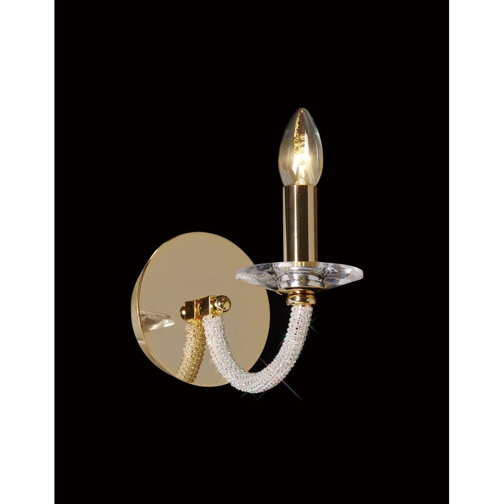 Elena Crystal-Embellished Gold Wall Lamp with Switch