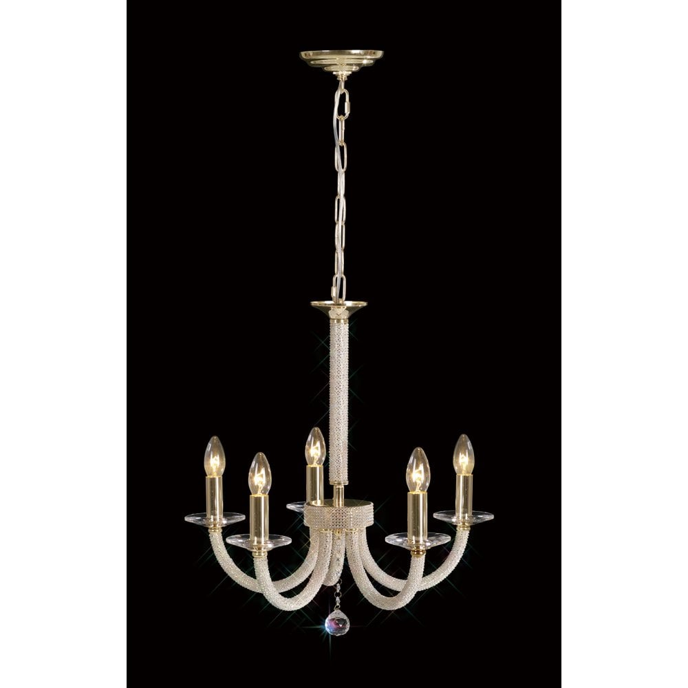 Elena Gold and Crystal 5-Light Pendant Chandelier