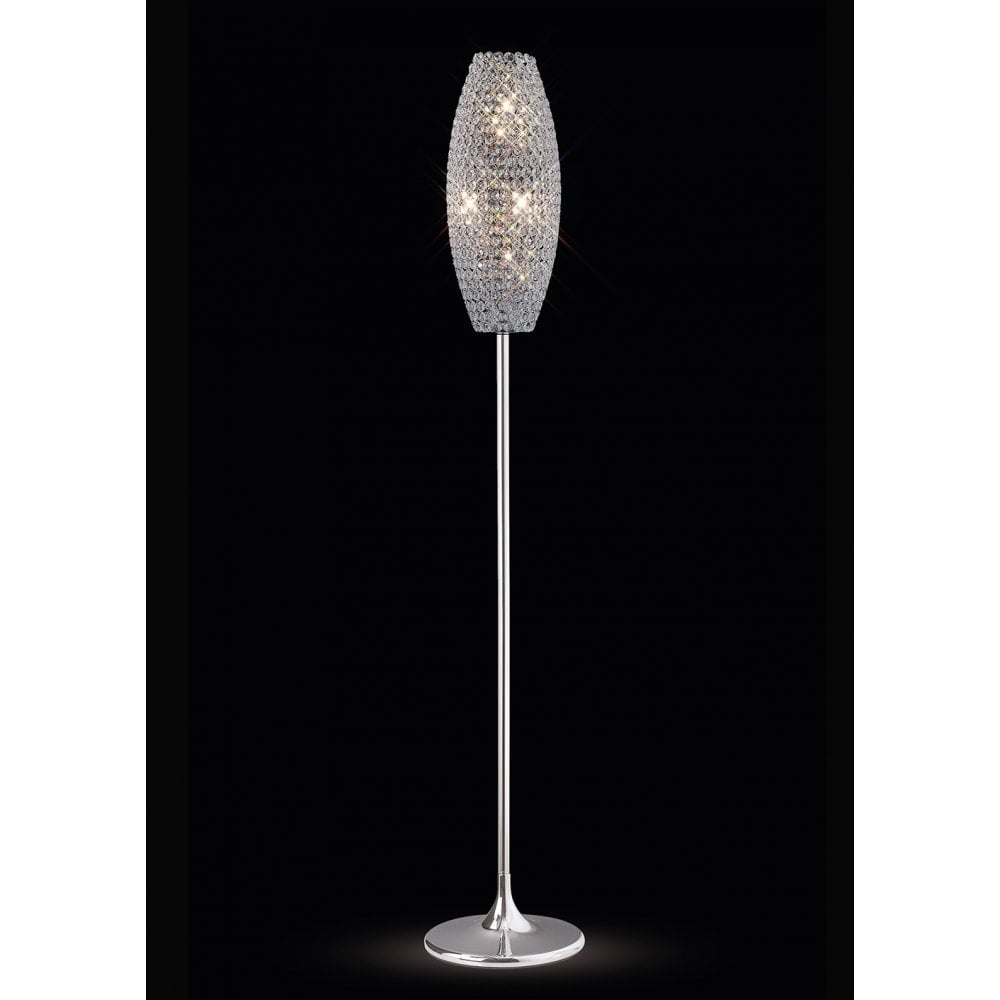 Kos Polished Chrome & Crystal Floor Lamp - 4 Light Design