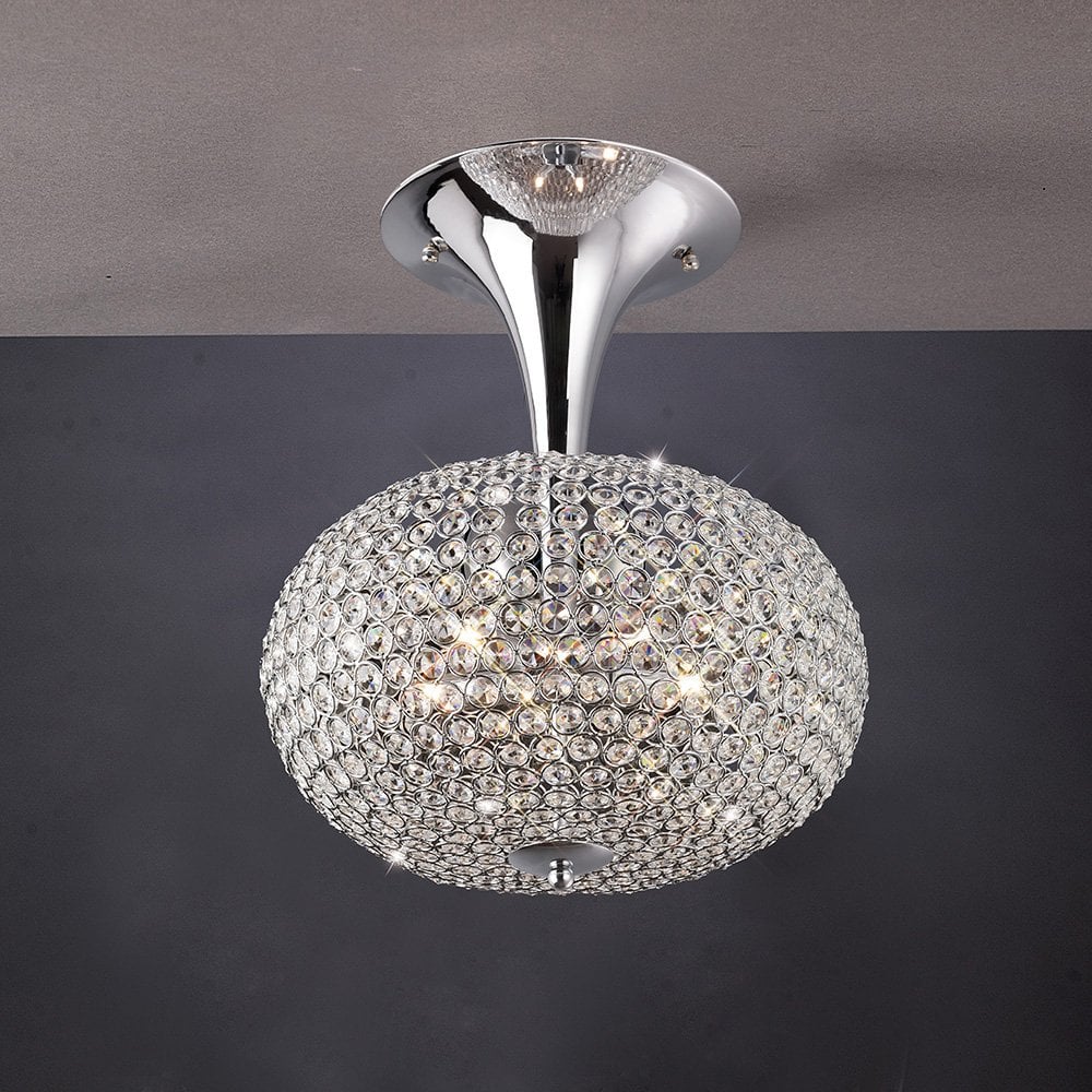 Vado Semi-Flush 5-Light Fixture in Polished Chrome with Crystal Accents