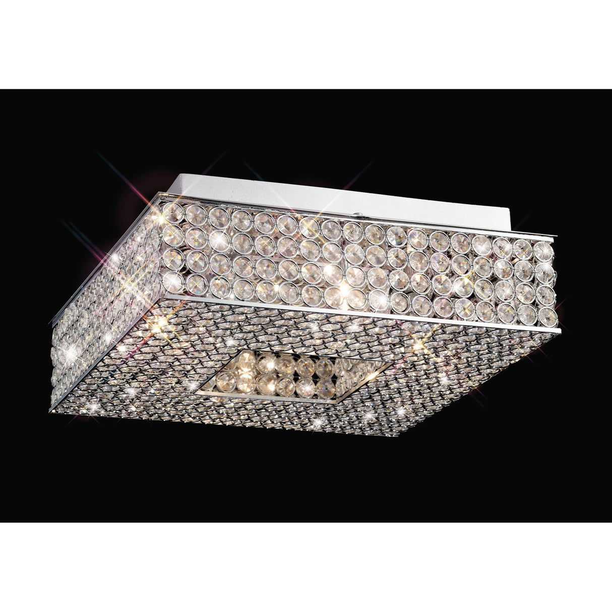 Piazza Crystal-Embellished Square Ceiling Light in Polished Chrome