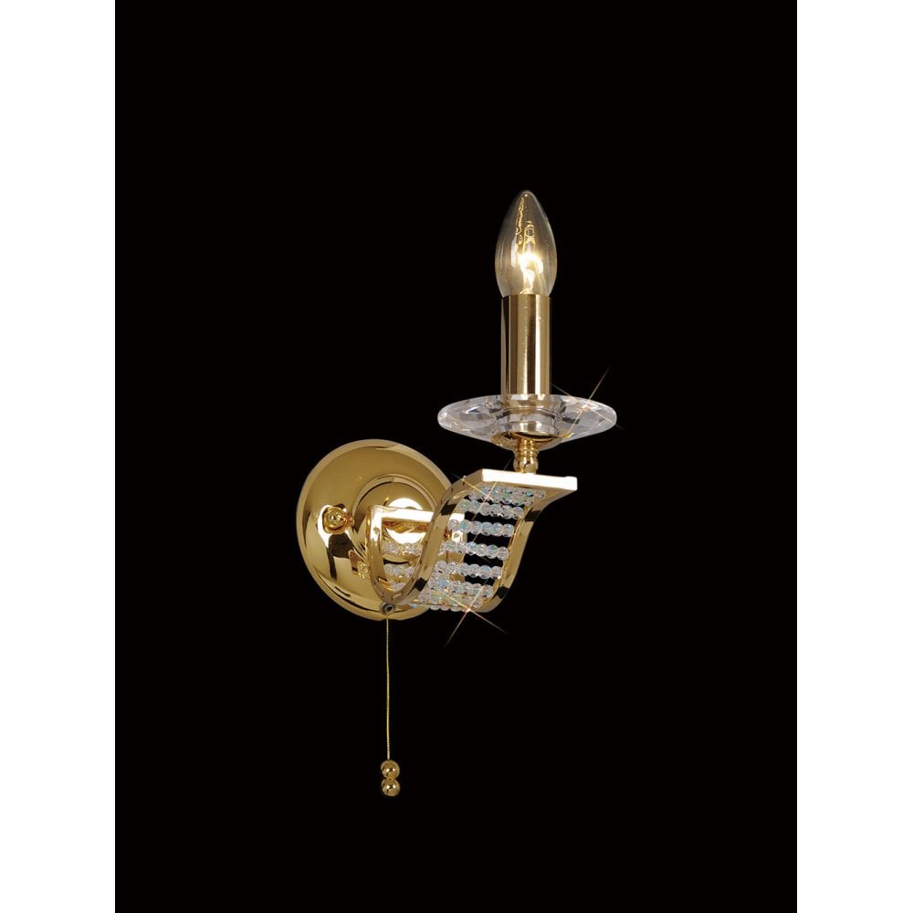 Niobe 1-Light French Gold and Crystal Wall Lamp by Cassia Twigue