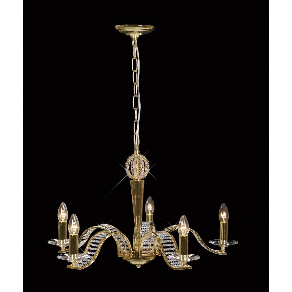 Niobe 5-Light Pendant in French Gold with Asfour Crystal Accents